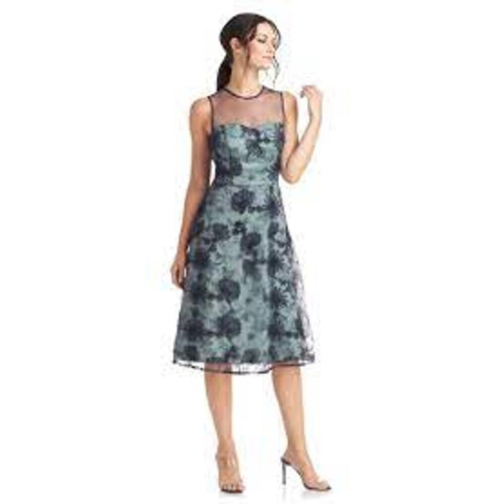 NWOT JS Collection Shelby Floral A-Line Dress Sleeveless Blue Size 2